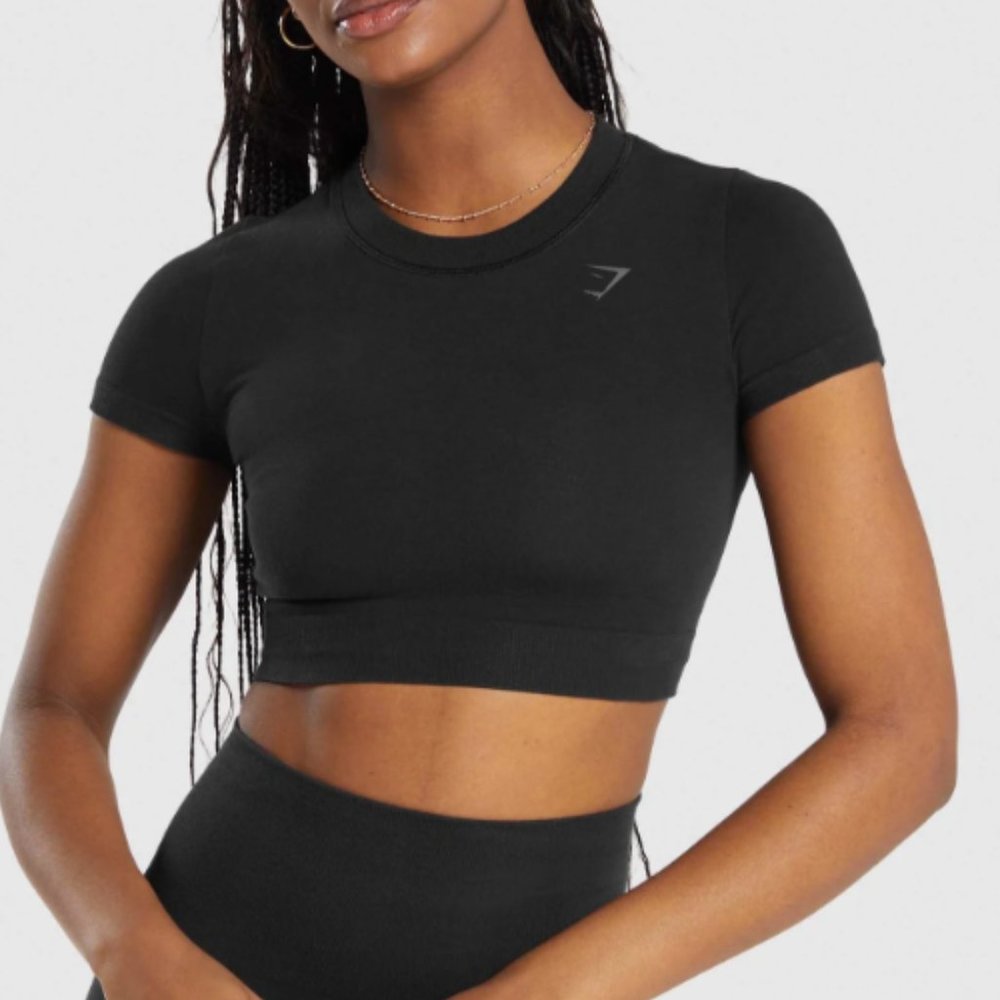 BNWT GYMSHARK COTTON SEAMLESS CROP TOP TEE SMALL